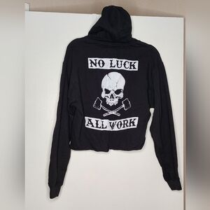 Black cropped distressed sweatshirt